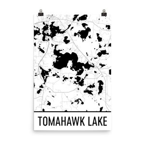Tomahawk Lake Wisconsin, Tomahawk Lake WI, Tomahawk Lake Map, Wisconsin Map, Lake Map, Tomahawk Lake Art, Wisconsin Art, Wisconsin Lakes