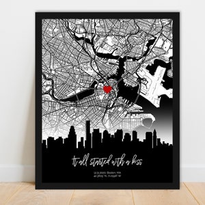 Where We Met Valentinstag Geschenk, Erstes Datum romantisches Geschenk, Stadt Wanddekoration, Personalisierte Stadt Skyline Poster, personalisierte StadtKunst, Moderne Karte Kunst