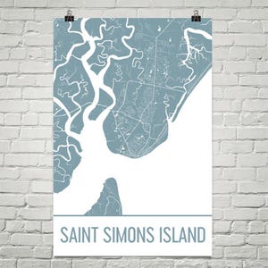 St. Simons Island Karte, St. Simons Island Kunst, Simons Insel Druck, St. Simons Island Georgia Poster, Karte von Georgia, Poster, Strand-Druck