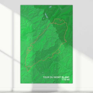 Carte du sentier du Tour du Mont Blanc, impression du Tour du Mont Blanc, panneau Alpes, carte du Mont Blanc, affiche du Tour du Mont Blanc, art mural Alpes Français, cadeaux