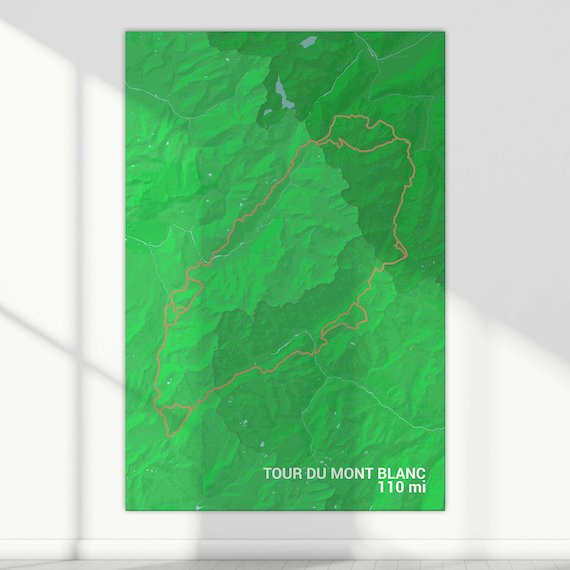 Tour Du Mont Blanc Trail Map Print: French Alps Wall Art