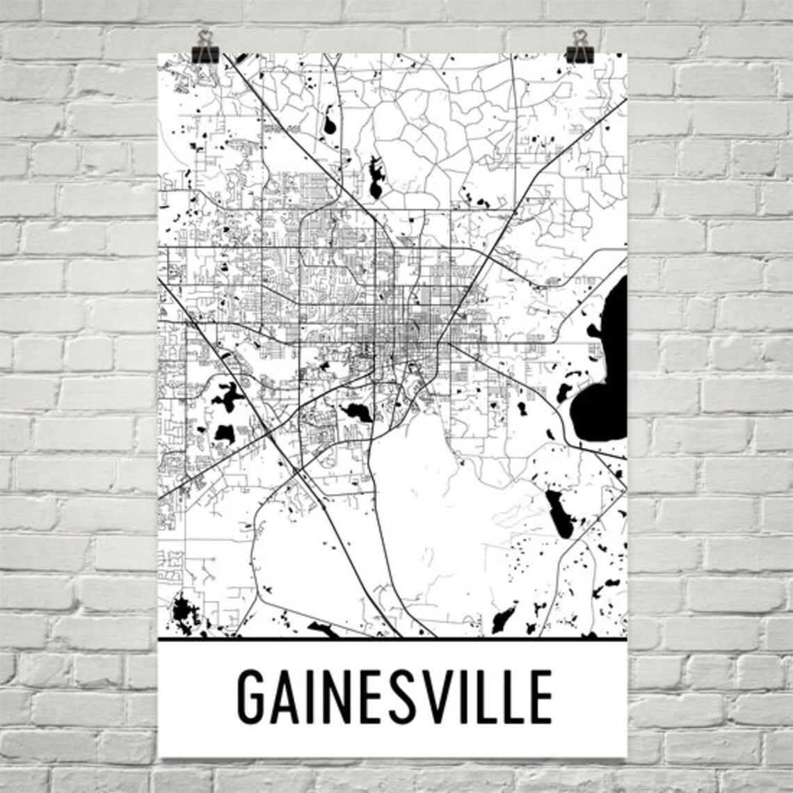 Gainesville Map Gainesville FL Art Gainesville Print - Etsy