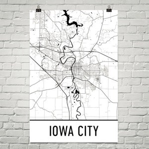 Iowa City Map, Iowa City Art, Iowa City Print, Iowa City IA Art Poster, Iowa City Wall Art, Iowa City Gift, Map of Iowa City, Birthday, Art