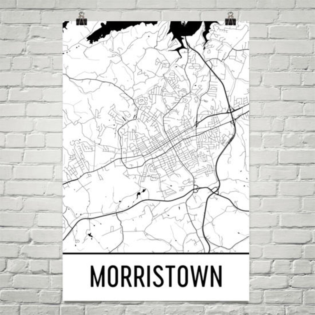Morristown Map Morristown Art Morristown Print Morristown Etsy