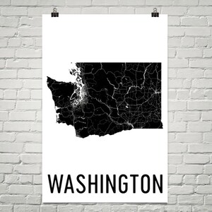 US-Bundesstaat Washington, Washington Karte, Washington Kunst, Washington Druck, Washington Wandkunst, Zeichen, Geschenke, Dekor, Poster, Karte von Washington, nach Hause