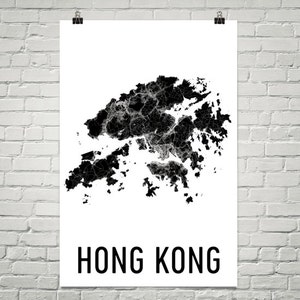 Hong Kong Map, Map of Hong Kong, Hong Kong Art, Hong Kong Print, Hong Kong Wall Art, Hong Kong Gifts, Hong Kong Decor, Hong Kong Map Print