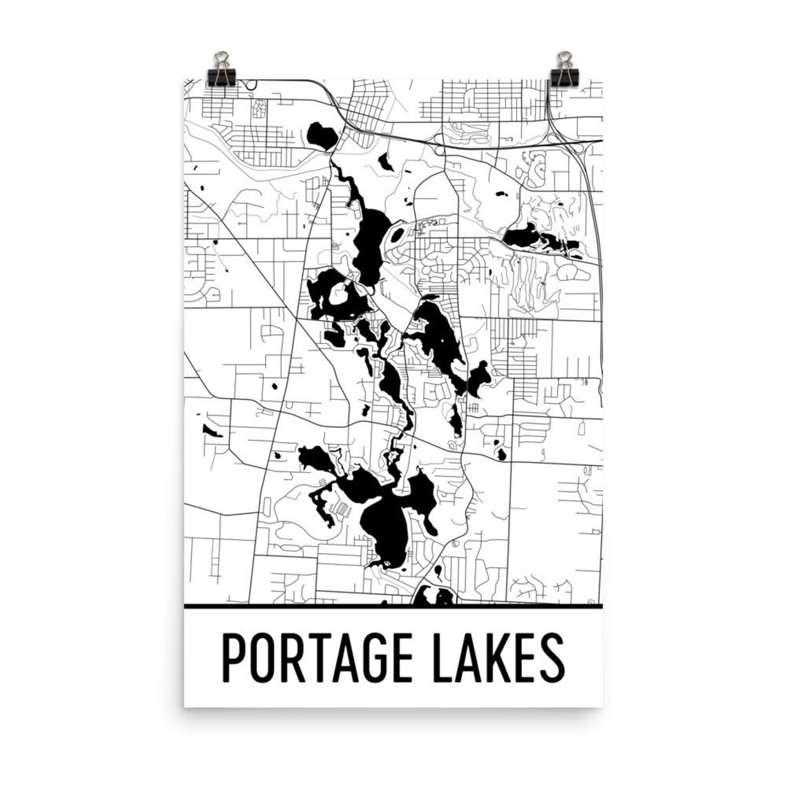 Portage Lakes Ohio Portage Lakes OH Portage Lake Map Ohio Etsy