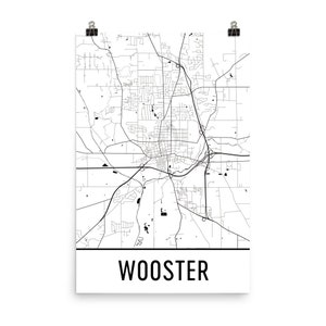 Wooster Map, Wooster OH Art, Wooster Print, Wooster Ohio Art Poster, Wooster Wall Art, Map of Wooster OH, Wooster Gift, Wooster Decor, Map