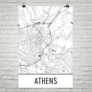 Atene mappa, arte di Atene, Atene stampa, Poster Art Athens GA, Atene Wall Art, Atene regalo, compleanno, Decor, moderno, arte