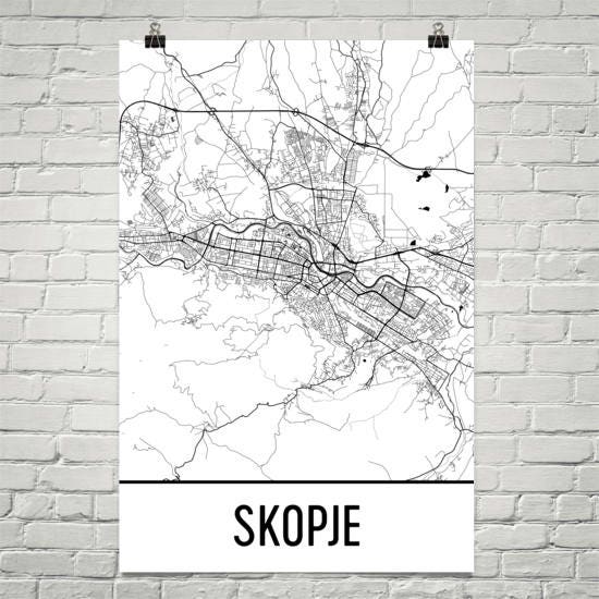 Skopje Map Skopje Art Skopje Print Skopje Macedonia Poster - Etsy Australia
