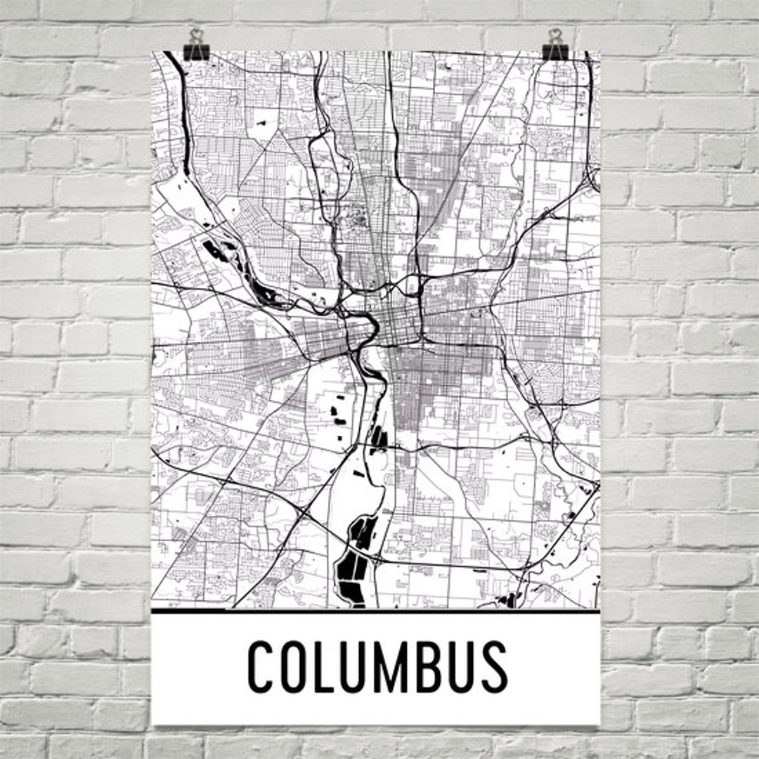 Columbus Ohio Map Art Print, Columbus Map Art Poster, Columbus Wall Art ...