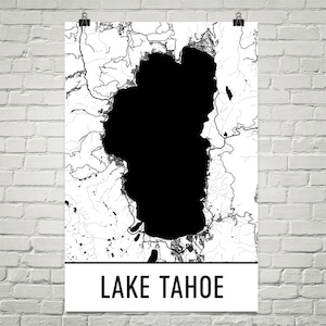 Mapa de mapa de Lake Tahoe, Lake Tahoe arte, impresión de Lake Tahoe, Lake Tahoe CA cartel, arte de pared de Lake Tahoe, regalo de Lake Tahoe, Lake Tahoe, decoración, arte