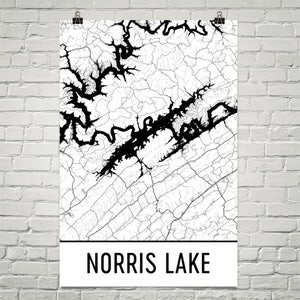 Norris lago Tennessee TN de lago Norris, Norris lago mapa, Tennessee decoración, arte mapa de Lake, Tennessee, Casa Decor, Norris pesca