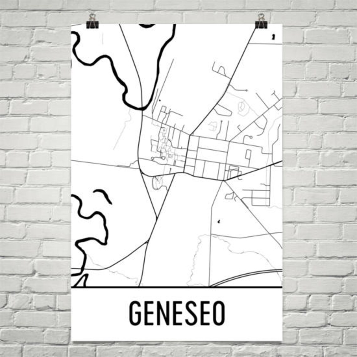 Geneseo Map Geneseo Art Geneseo Print Geneseo NY Poster Etsy