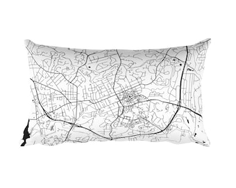 Chapel Hill Map Pillow: Modern Street Art Decor, NC Made in USA