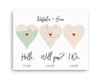 Hello, Will You, I Do, Sign Gift, Art Print, 1st Anniversary Wedding Gift, First Anniversary Gift, Heart Art, Cotton Anniversary Gift