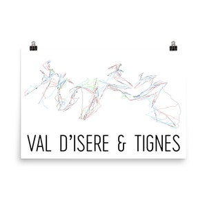 Val d ' Isère und Tignes Ski Karte Kunst, Val d ' Isère Frankreich, Tignes Trail Karte Val d ' Isère Resort Druck, Frankreich, Französisch-Dekor, Ski-Karte, Ski-Kunst