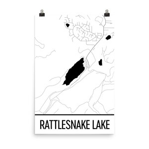 Ratelslang Lake Washington, ratelslang Lake WA, ratelslang Lake kaart, Washington kaart, Meerhuis Decor, Lake kaart, ratelslang Lake Print