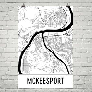 Carte de McKeesport, McKeesport Art, impression McKeesport, McKeesport PA Poster, McKeesport Wall Art, cadeaux de Pittsburgh, carte de Pennsylvanie Decor