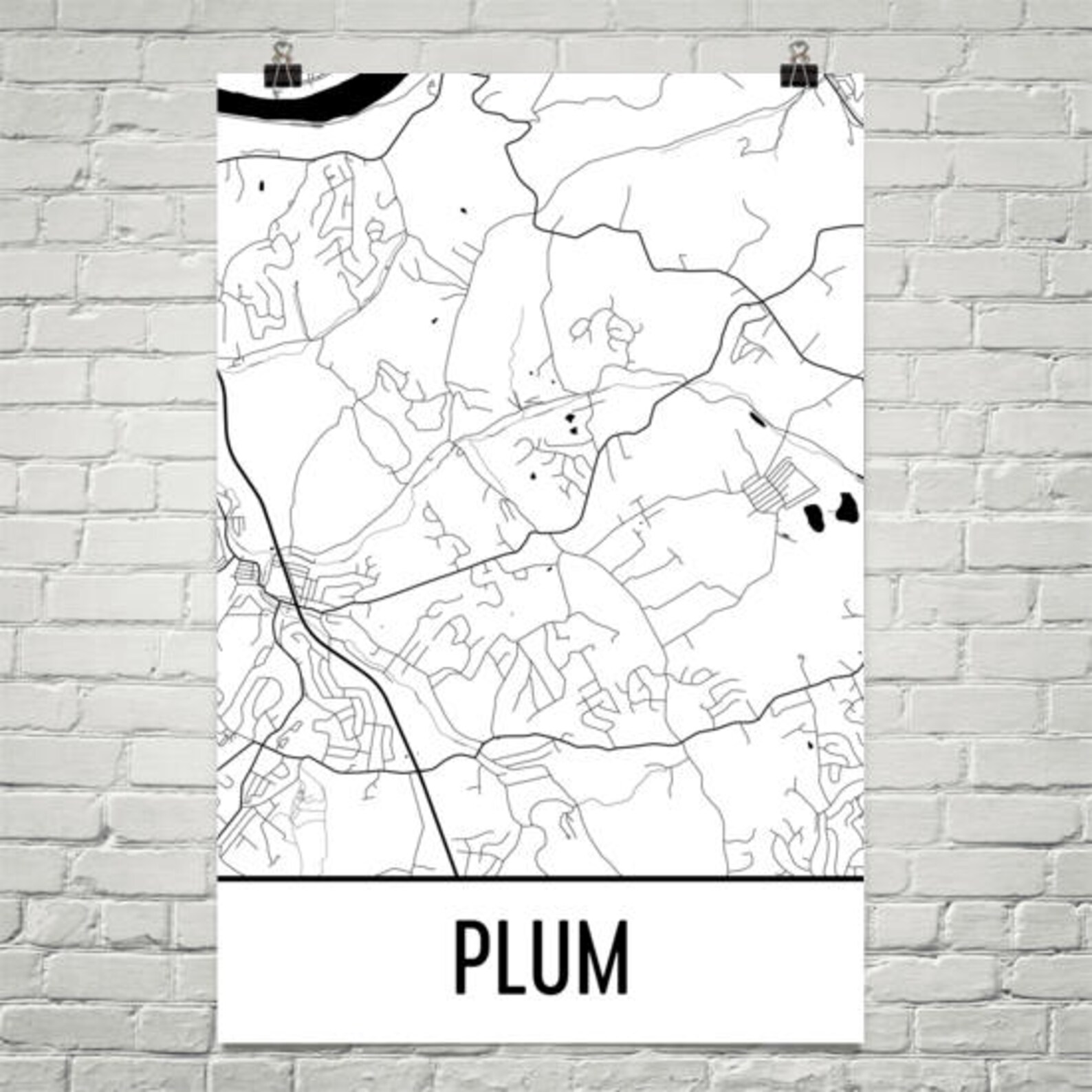 Plum Map Plum Art Plum Print Plum PA Poster Plum Wall Art Etsy Canada