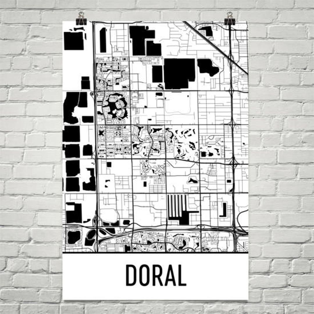 Doral Map Doral Art Doral Print Doral FL Poster Doral Wall Etsy