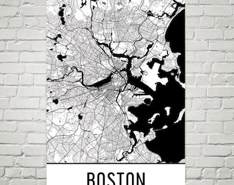 Boston Map, Boston Art, Boston Print, Boston Massachusetts Poster, Boston Wall Art, Map of Boston MA, Boston Gift, Boston Poster, Decor