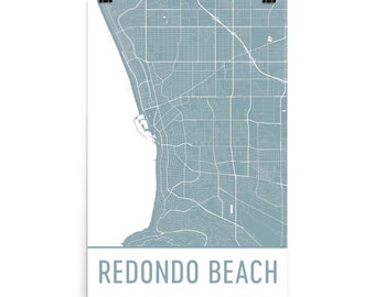 Redondo Beach Map Art Print: California City Street Map