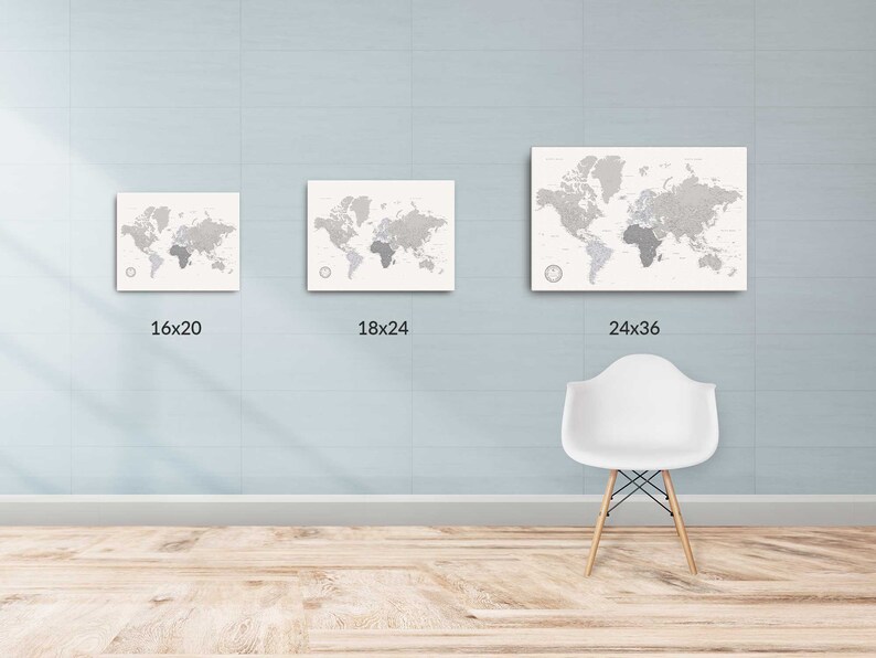Push Pin World Map Personalized, Travel Map with Pins, Custom World Map, Travel Tracker Canvas, Anniversary Gift for Men, Wedding Gift image 10