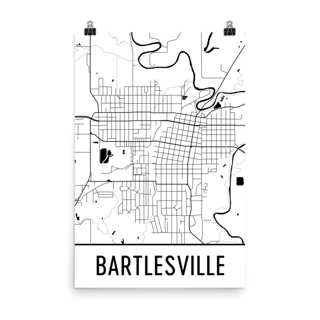 Bartlesville Map, Bartlesville Art, Bartlesville Print, Bartlesville OK