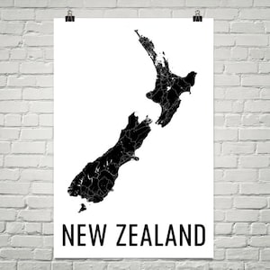 Neuseeland Karte, Karte von Neuseeland, New Zealand Art, Neuseeland Druck, Norwegen Wall Art, Neuseeland Poster, Kiwi-Geschenke, Kiwi-Dekor