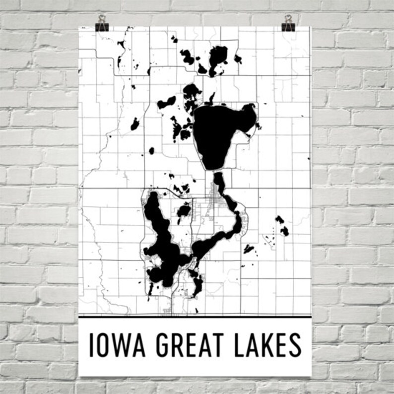 Iowa Great Lakes IA Great Lakes Iowa Great Lakes Map Iowa Etsy