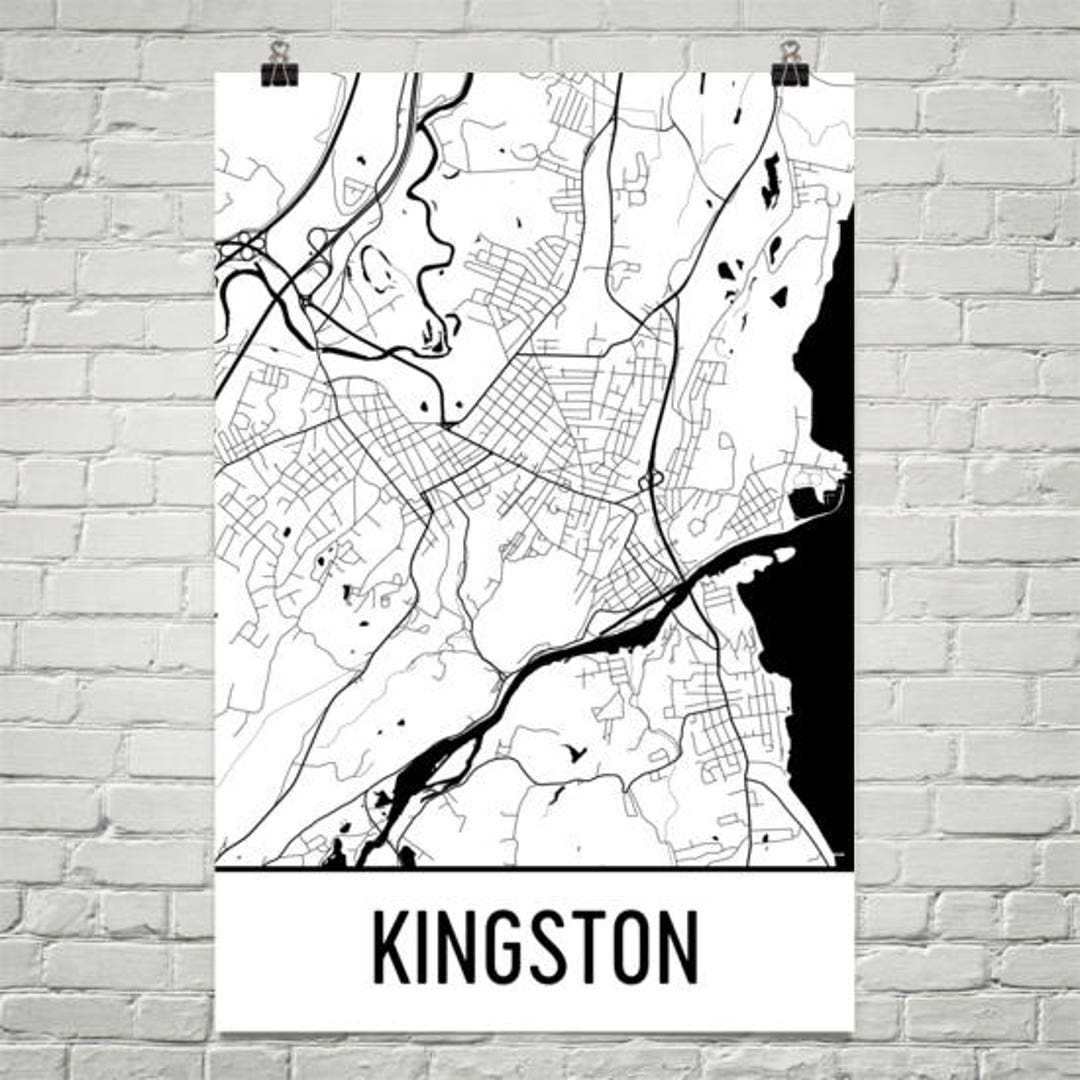 Kingston NY Map, Kingston Art, Kingston Print, Kingston Poster