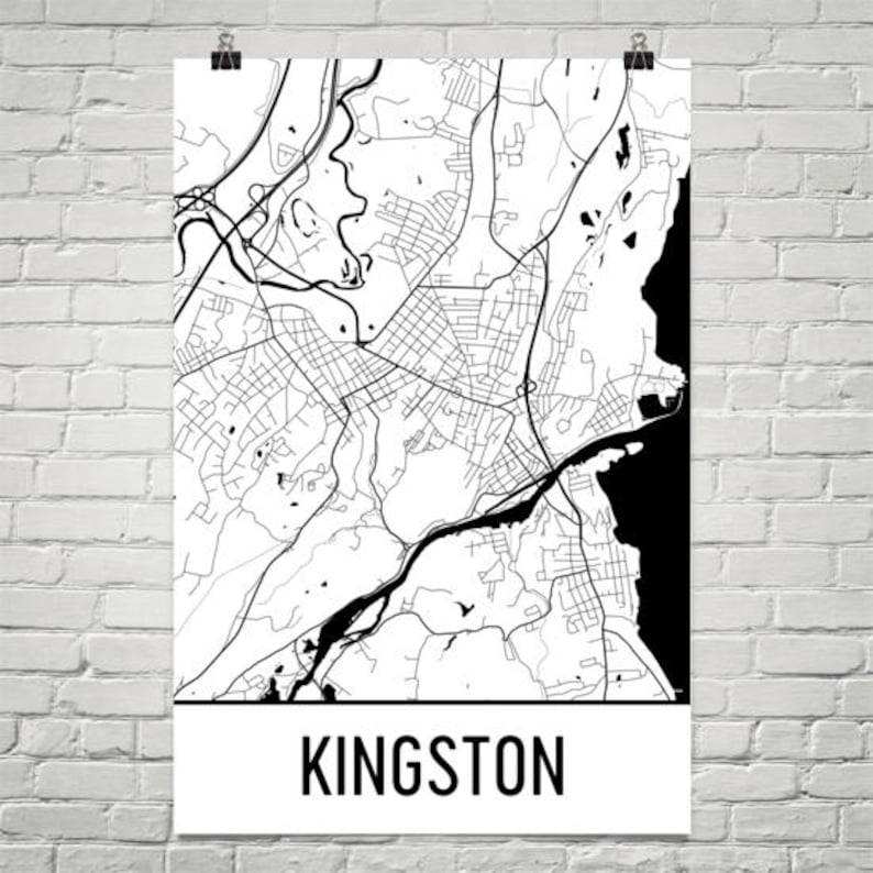 Kingston NY Map Kingston Art Kingston Print Kingston Etsy