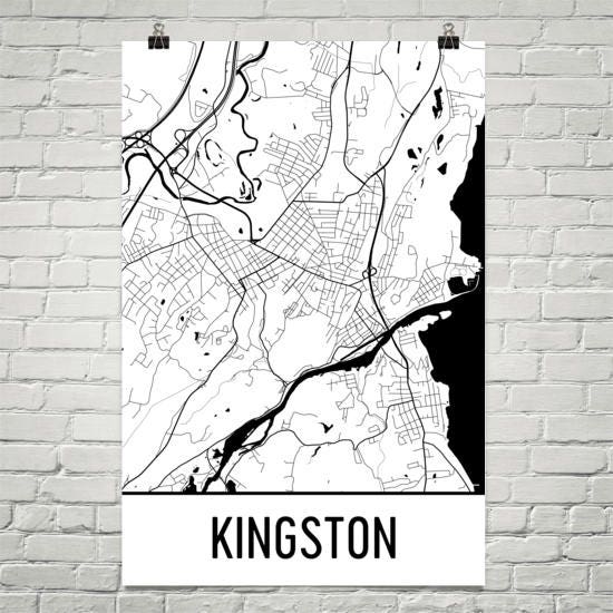 Kingston NY Map Kingston Art Kingston Print Kingston Etsy