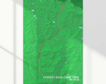 Everest Base Camp Trek Map Poster, NepalWanderweg Art