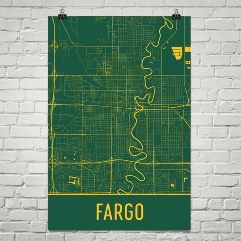 Fargo Map Fargo Art Fargo Print Fargo ND Poster Fargo Wall Etsy