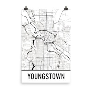 Mapa de Youngstown, arte de Youngstown OH, impressão de Youngstown, pôster de Youngstown Ohio, arte de parede de Youngstown, mapa de Youngstown OH, presente, decoração, arte de mapa