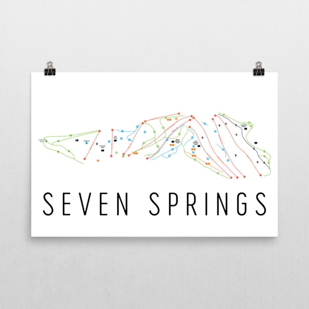 Seven Springs Resort Ski Map Art, Seven Springs PA Gifts, Seven Springs
