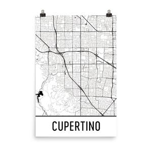 Cupertino Map, Cupertino Art, Cupertino Print, Cupertino CA Poster, Cupertino Wall Art, Map of Cupertino, Cupertino Gift, Cupertino Decor