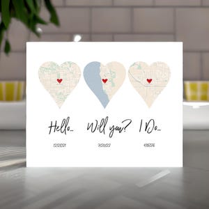 Hello Will You I Do - Personalized Heart Map 2nd Cotton Anniversary Gift