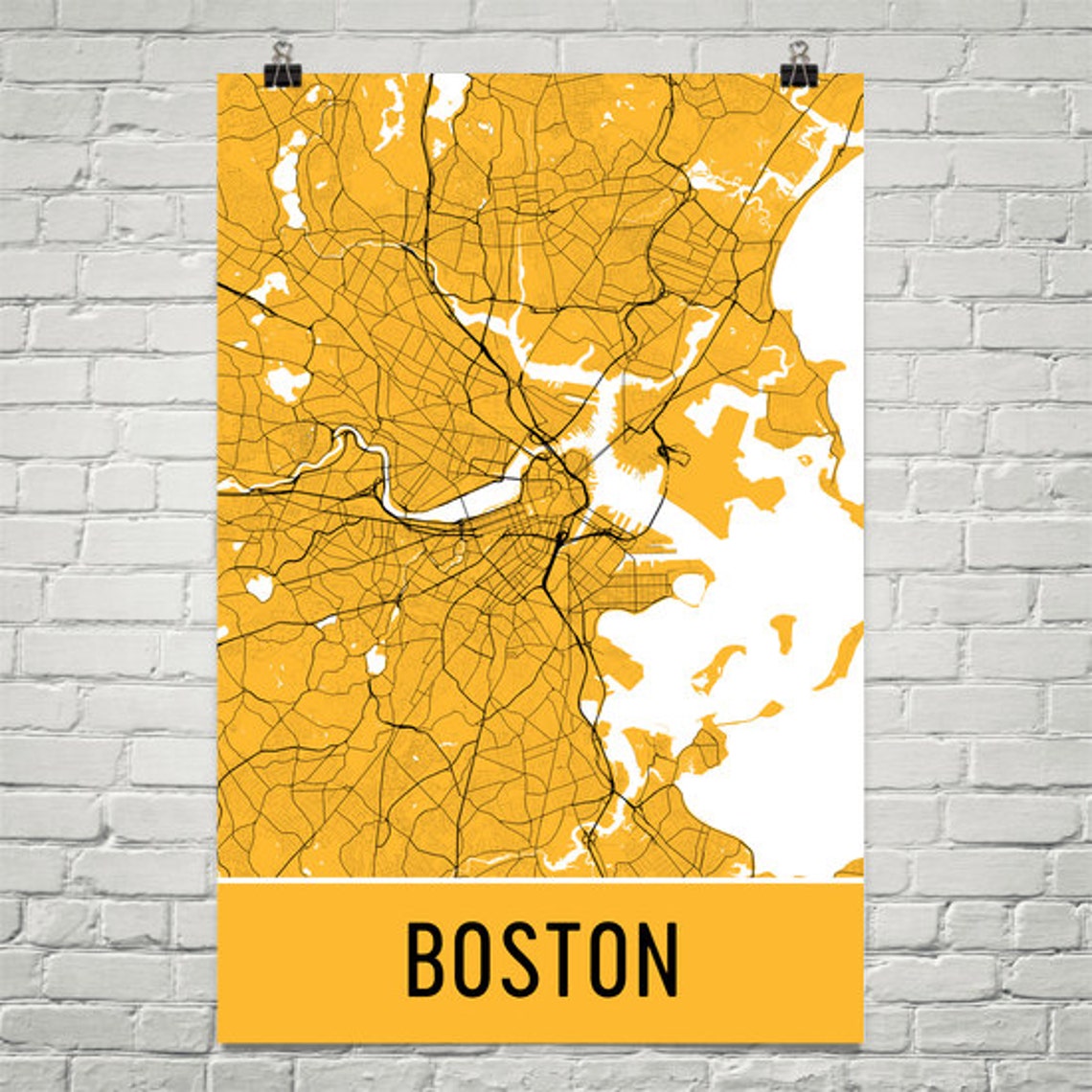 Boston Map Boston Art Boston Print Boston Massachusetts Etsy