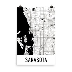 Sarasota Map, Sarasota Art, Sarasota Print, Sarasota Florida Poster, Sarasota Wall Art, Map of Sarasota, Sarasota Gift, Sarasota Decor, Map