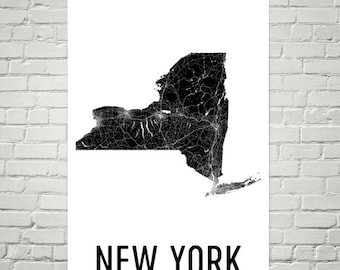 New York Map Art Print: Modern Street Map Poster