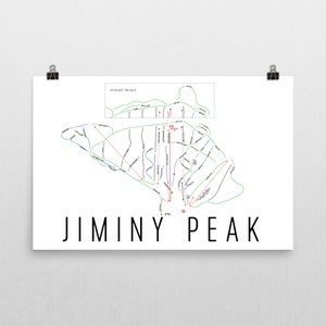 Jiminy Peak Ski Map Art Print: Massachusetts Mountain Decor