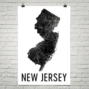 New Jersey Wall Art, New Jersey Gift, New Jersey Map, New Jersey Art, New Jersey Print, Nebraska Art, Sign, Decor, Poster, Map of New Jersey