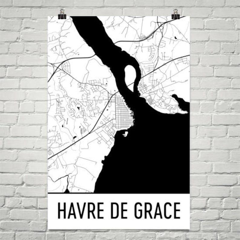 Havre De Grace Map Havre De Grace Art Havre De Grace Print Etsy