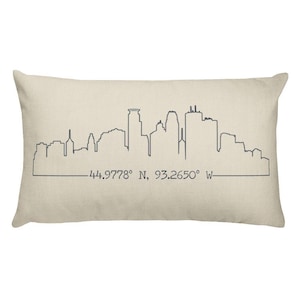 GPS Coordinates Pillow, Custom Coordinates, House Coordinates, Skyline Pillow, City Skyline Pillow, Pillow Cover, Accent Pillow, Location