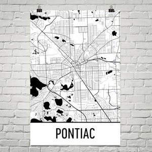 Pontiac MI Karte, Pontiac Kunst, Pontiac Druck, Pontiac Michigan Poster, Pontiac-Wand-Kunst, Michigan-Geschenke, Karte von Michigan, Michigan Dekor, Karten