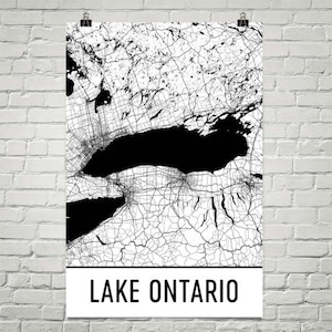 Lago Ontario, los grandes lagos, Niagara Falls, mapa de Toronto, Ontario lago Ontario USA y Canadá, Ontario Art, decoración de la casa del lago, lago arte, lagos