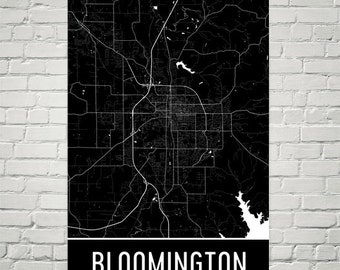 Bloomington Indiana Street Map Art Print: Modern Home Decor